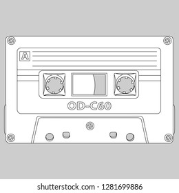 image in graphic retro cassette, linear drawing