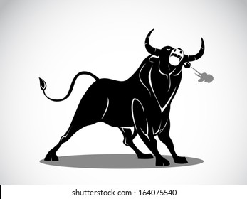 image graphic style of angry bull isolated on white background