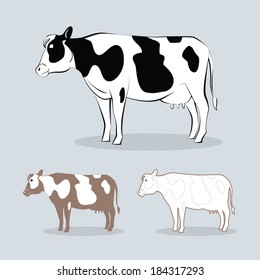 image graphic style of cow  isolated on white background