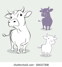 image graphic style of cow  isolated on white background