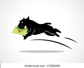 image graphic style of dog running for delivery letter isolated on white background
