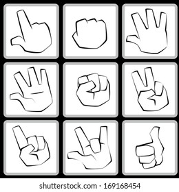 image graphic style of hand set isolated on white background
