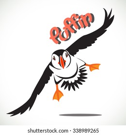 image graphic style of puffin bird  isolated on white background