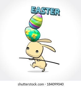 image graphic style of rabbit easter with painted egg  isolated on white background
