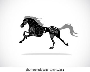 image graphic style of running machine horse isolated on white background