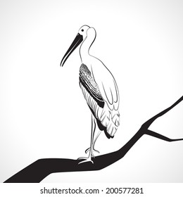 image graphic style of stork  isolated on white background
