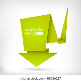 Image of a green arrow in the form of origami