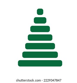 Image of a green Christmas tree on a white background in a minimalist style