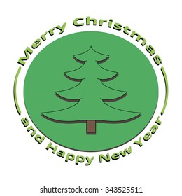 image of green Christmas tree on Christmas and New Year, on a white background