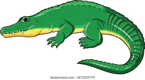 An image of green crocodile cartoon image eps