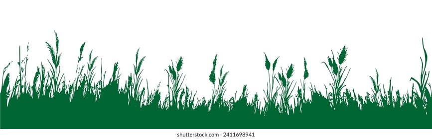 Bild eines grünen Schildes, Gras oder Schottes auf weißem Hintergrund.Einzige Vektorgrafik.Schwarze grasgrafische Silhouette.