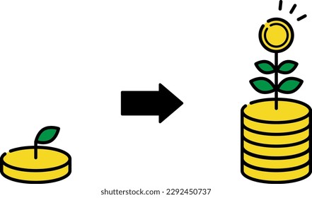 Image of growing money through investment, before and after