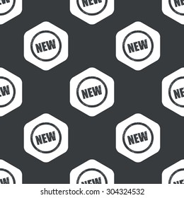 Image of grunge sign with text NEW in hexagon, repeated on black