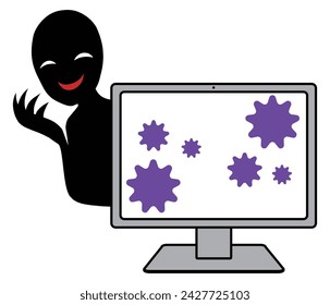 Image of hacker and virus infected computer