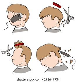 An image of the haircutting process.