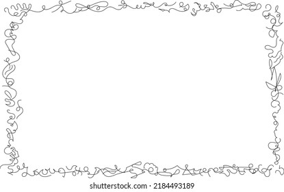 Imagen del marco abstracto dibujado a mano. Borde negro lineal.