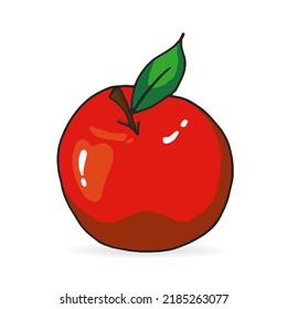 Image of hand drawn apple on white background.