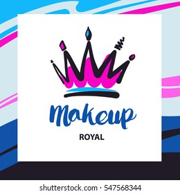 Image of hand drawn crown. Master class of makeup.