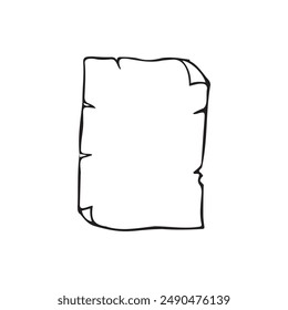 An image of a hand drawn outline of a blank paper sheet. It is rectangular and has jagged edges.
