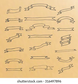 Image of hand drawn, set banners sketch, vector