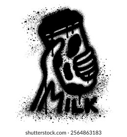 
image of a hand holding a bottle of milkshake in graffiti style