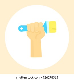 Image of a hand holding a tool for various repairs. Vector illustration