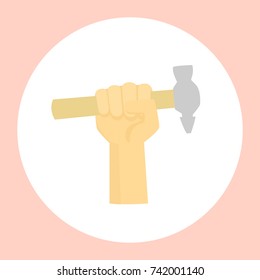 Image of a hand holding a tool for various repairs. Vector illustration
