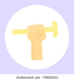 Image of a hand holding a tool for various repairs. Vector illustration