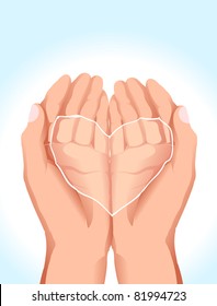 Image of hand holding up water in heart shape