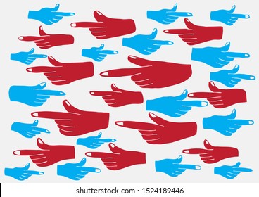 the image of the hand pointing out the other side.
A concept of revolution or protest.
Vector.