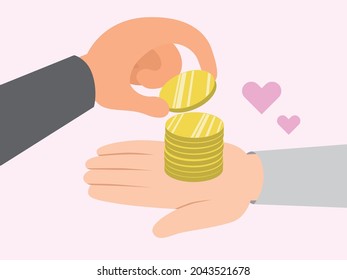 Image of a hand receiving a dividend