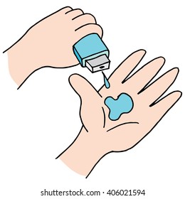 image person cleaning hands hand sanitizer stock vector royalty