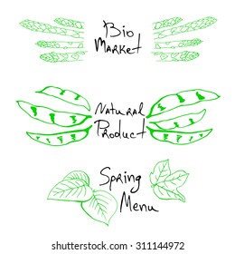 Image of hand sketched typographic elements on white background. Restaurant labels. Suitable for ads, signboards, menu and web banner designs