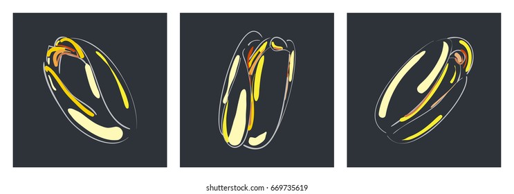 Image of hand-drawn yellow tulip bud on black background