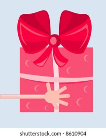image of hands holding red box with gift