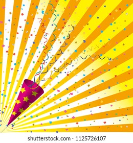 Image of happiness, image of winning, illustration of crackers and confetti and concentration lines