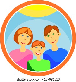 Image of a happy family smiling father, mother, child