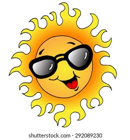 An Image Of A Happy Sun Wearing Sunglasses.