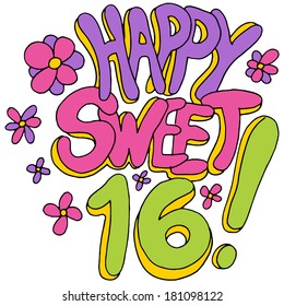 An image of a happy sweet sixteen message.