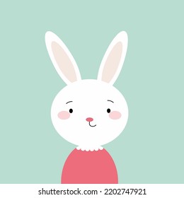 
image of a hare on a blue background. White bunny. Vector image.
