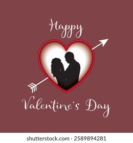 The image has a romantic Valentine's Day theme.
It features a maroon background, creating a warm feel.