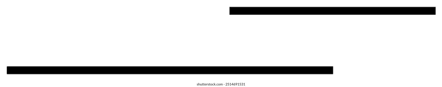 The image has two black horizontal bars on a white background. The bars are thick with one longer and one shorter. Themes: simplicity, minimalism, contrast, design, geometry.