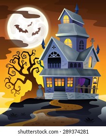 Image with haunted house thematics 2 - eps10 vector illustration.