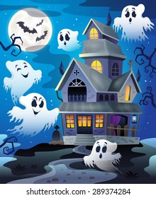 Image with haunted house thematics 4 - eps10 vector illustration.