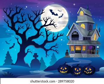 Image with haunted house thematics 6 - eps10 vector illustration.