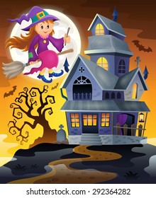 Image with haunted house thematics 9 - eps10 vector illustration.
