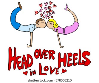 Ein Bild eines Kopfes Over Heels Couple in Love.