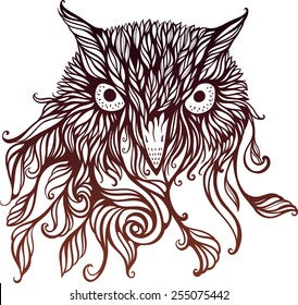 image of head of owl in graphical floral style