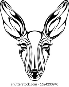 An image of the head of a quivering doe, which is perfect for creating a logo or become the basis for a tattoo.