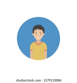 Image of the head and torso of a young man in a flat style. Vector illustration .